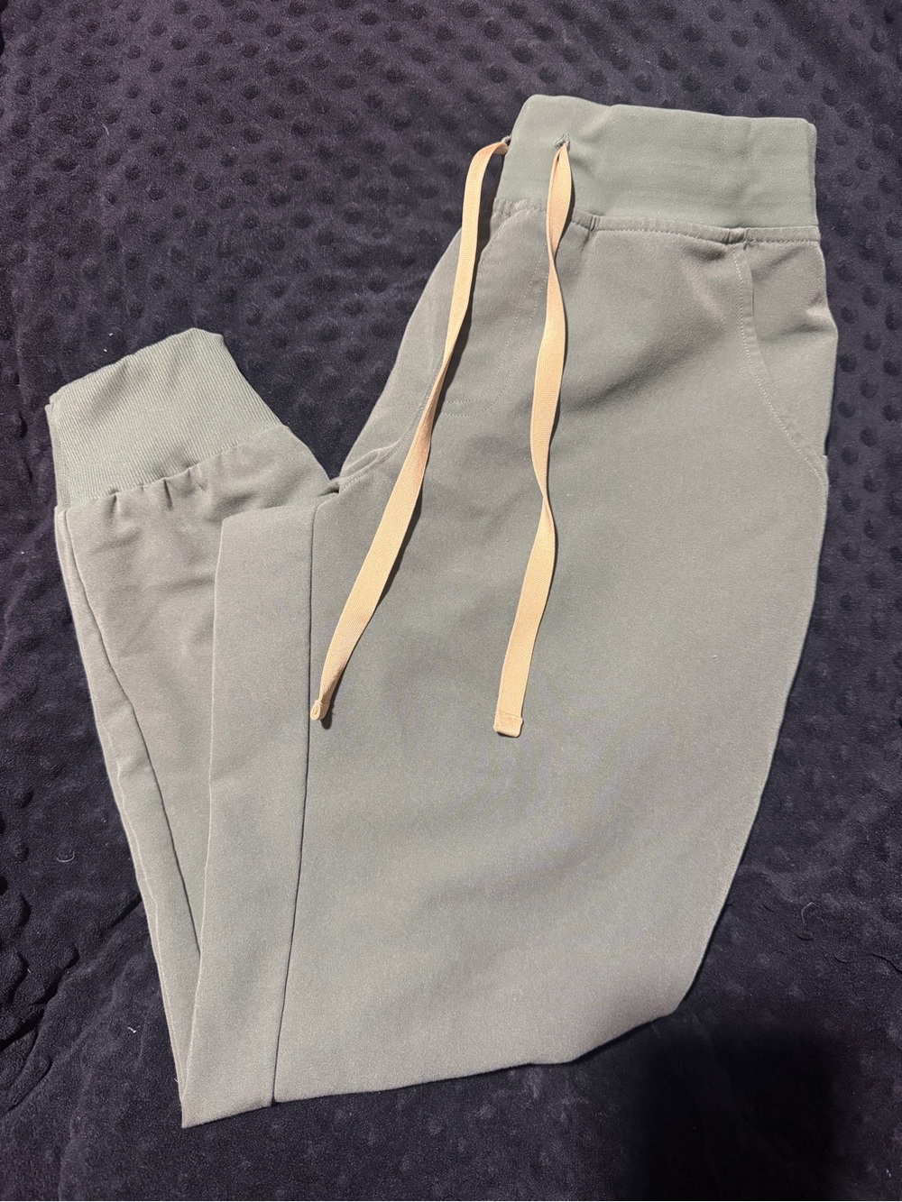 Figs Olive Jogger Pants with Tan Drawstring